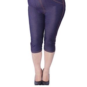 Stretchy Denim Plus Leggings, High-Waisted